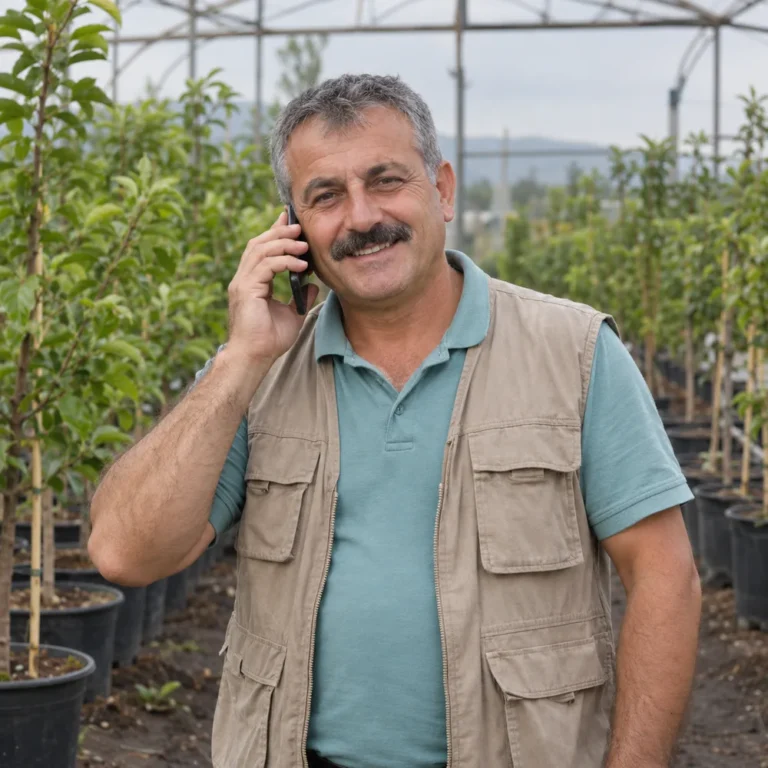 Fidanlıkta telefonla görüşen işletmeci — temsili görsel